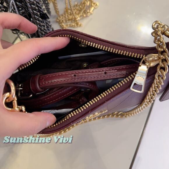 NWT Coach Teri Mini Crossbody Bag Quilting CDP30 Dark Wine Shiny Smooth Leather - Picture 4 of 9